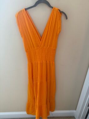 FELICITE gauze maxi dress made in USA in orange size XS 0